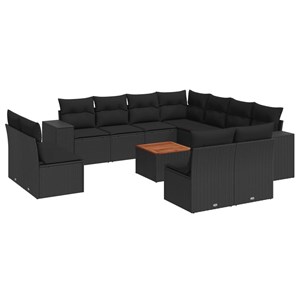 Maison exclusive - salon de jardin 12 pcs avec coussins noir résine tressée