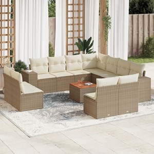 Maison exclusive - salon de jardin avec coussins 12 pcs beige résine tressée