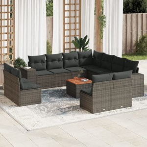 Maison exclusive - salon de jardin avec coussins 12 pcs gris résine tressée