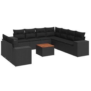 Maison exclusive - salon de jardin 10 pcs avec coussins noir résine tressée