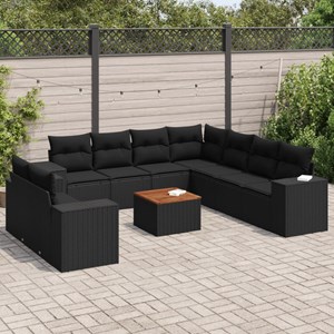Maison exclusive - salon de jardin 10 pcs avec coussins noir résine tressée