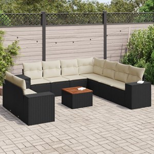Maison exclusive - salon de jardin 10 pcs avec coussins noir résine tressée