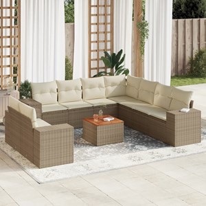 Maison exclusive - salon de jardin avec coussins 10 pcs beige résine tressée