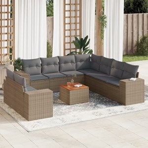 Maison exclusive - salon de jardin avec coussins 10 pcs beige résine tressée