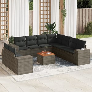 Maison exclusive - salon de jardin avec coussins 10 pcs gris résine tressée