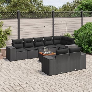 Maison exclusive - salon de jardin 9 pcs avec coussins noir résine tressée