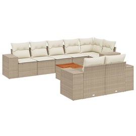 Maison exclusive - salon de jardin avec coussins 9 pcs beige résine tressée