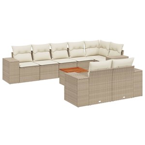 Maison exclusive - salon de jardin avec coussins 9 pcs beige résine tressée