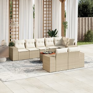 Maison exclusive - salon de jardin avec coussins 9 pcs beige résine tressée