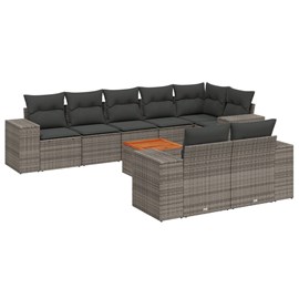 Maison exclusive - salon de jardin 9 pcs avec coussins gris résine tressée