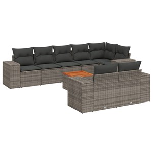 Maison exclusive - salon de jardin 9 pcs avec coussins gris résine tressée