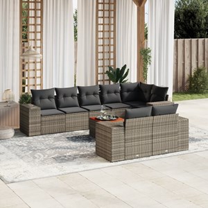 Maison exclusive - salon de jardin 9 pcs avec coussins gris résine tressée