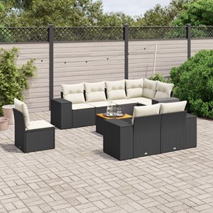 Maison exclusive - salon de jardin 9 pcs avec coussins noir résine tressée