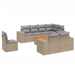 Maison exclusive - salon de jardin avec coussins 9 pcs beige résine tressée