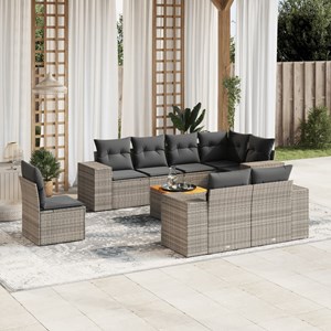 Maison exclusive - salon de jardin 9 pcs avec coussins gris résine tressée