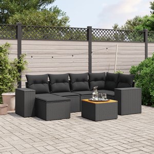 Maison exclusive - salon de jardin 7 pcs avec coussins noir résine tressée