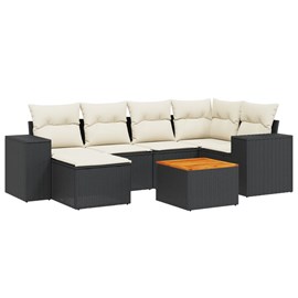 Maison exclusive - salon de jardin 7 pcs avec coussins noir résine tressée