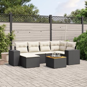 Maison exclusive - salon de jardin 7 pcs avec coussins noir résine tressée