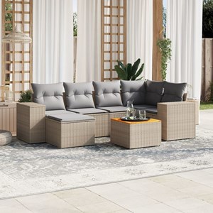Maison exclusive - salon de jardin avec coussins 7 pcs beige résine tressée