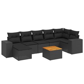 Maison exclusive - salon de jardin 8 pcs avec coussins noir résine tressée