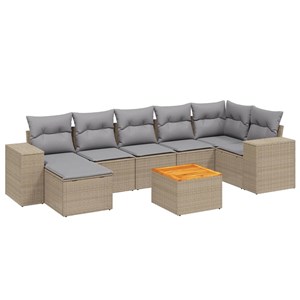 Maison exclusive - salon de jardin avec coussins 8 pcs beige résine tressée