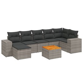 Maison exclusive - salon de jardin 8 pcs avec coussins gris résine tressée