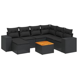 Maison exclusive - salon de jardin 8 pcs avec coussins noir résine tressée