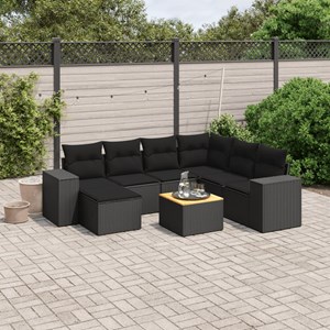 Maison exclusive - salon de jardin 8 pcs avec coussins noir résine tressée