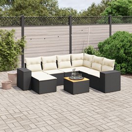Maison exclusive - salon de jardin 8 pcs avec coussins noir résine tressée