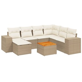 Maison exclusive - salon de jardin avec coussins 8 pcs beige résine tressée