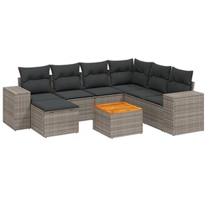 Maison exclusive - salon de jardin 8 pcs avec coussins gris résine tressée