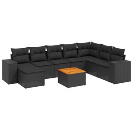 Maison exclusive - salon de jardin 9 pcs avec coussins noir résine tressée