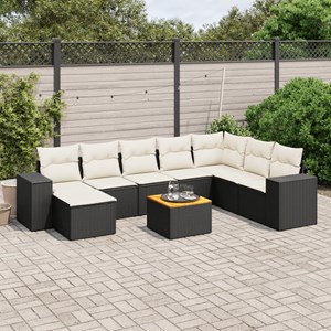 Maison exclusive - salon de jardin 9 pcs avec coussins noir résine tressée