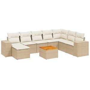 Maison exclusive - salon de jardin avec coussins 9 pcs beige résine tressée