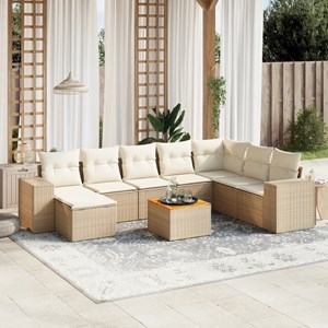 Maison exclusive - salon de jardin avec coussins 9 pcs beige résine tressée