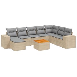 Maison exclusive - salon de jardin avec coussins 9 pcs beige résine tressée
