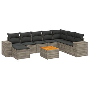 Maison exclusive - salon de jardin 9 pcs avec coussins gris résine tressée
