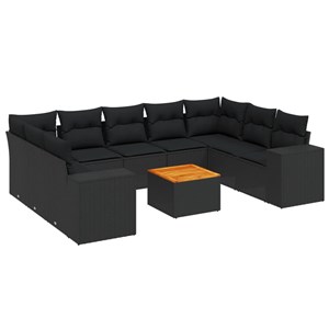 Maison exclusive - salon de jardin 10 pcs avec coussins noir résine tressée