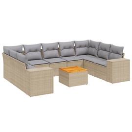 Maison exclusive - salon de jardin avec coussins 10 pcs beige résine tressée