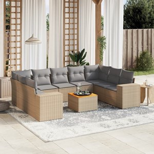 Maison exclusive - salon de jardin avec coussins 10 pcs beige résine tressée