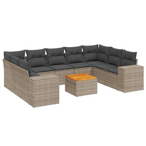 Maison exclusive - salon de jardin avec coussins 10 pcs gris résine tressée