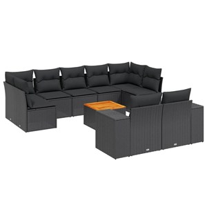 Maison exclusive - salon de jardin 10 pcs avec coussins noir résine tressée