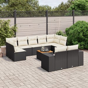 Maison exclusive - salon de jardin 10 pcs avec coussins noir résine tressée