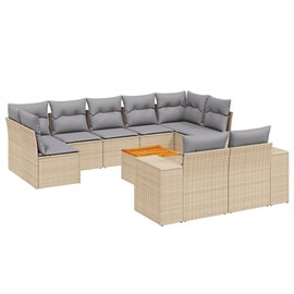 Maison exclusive - salon de jardin avec coussins 10 pcs beige résine tressée