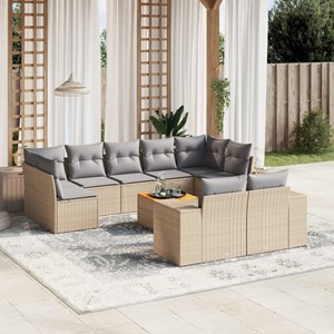 Maison exclusive - salon de jardin avec coussins 10 pcs beige résine tressée