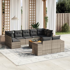 Maison exclusive - salon de jardin avec coussins 10 pcs gris résine tressée