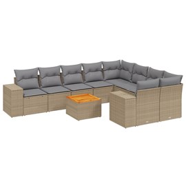 Maison exclusive - salon de jardin avec coussins 10 pcs beige résine tressée