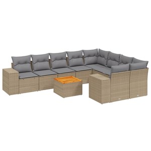 Maison exclusive - salon de jardin avec coussins 10 pcs beige résine tressée