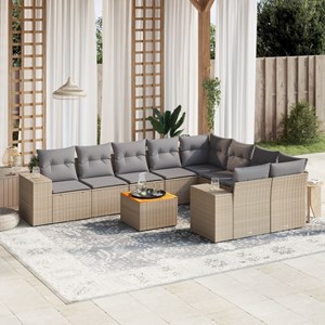 Maison exclusive - salon de jardin avec coussins 10 pcs beige résine tressée