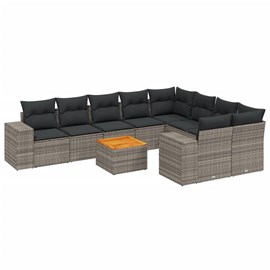 Maison exclusive - salon de jardin avec coussins 10 pcs gris résine tressée